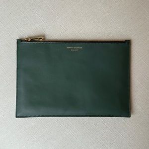 Aspinal of London mid green sage green clutch bag never used new without tags